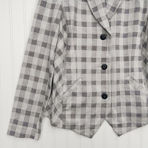 Cabi Valentina Blazer Size 10 NWT 5292 Plaid Button Checked Jacket Gray Knit - Picture 7 of 10